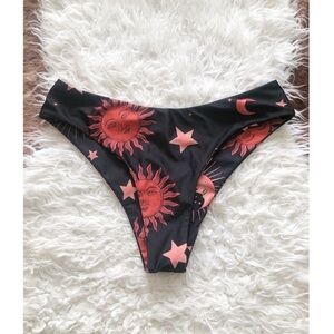 $3/20 Zaful Orange & Black Celestial Moon Sun Bikini Bottoms M
